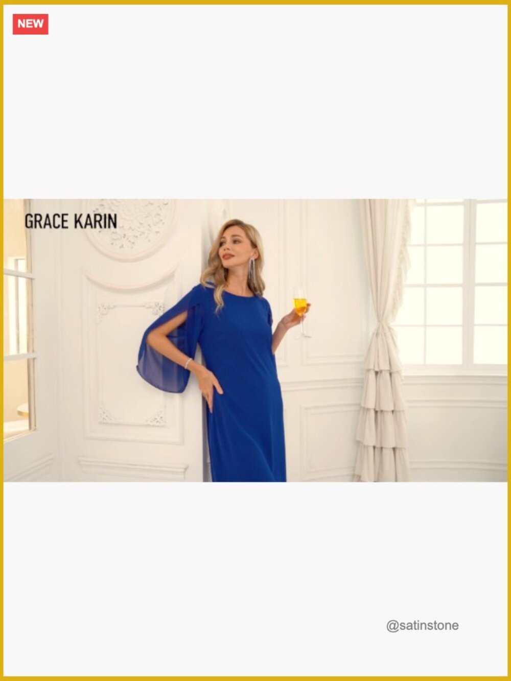 Chiffon Midi Formal Wedding Guest Dress with 3/4 Sleeves - Picture 7 of 7